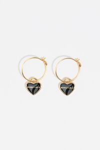 Black and gold mini heart hoop earrings