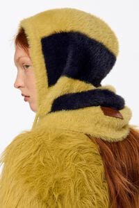 Yellow and blue striped knit balaclava