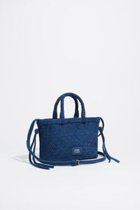 Bolso bandoleira serraxe trenzada azul