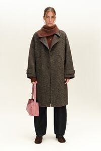 Medium length dark taupe double-face coat