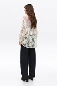 Camisa oversize patchwork encajes marfil
