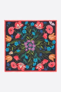 Black botanical flowers shawl