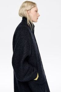 Abrigo lana boucl&eacute; midi azul marino