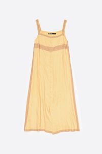 Yellow A-line dress with buttons and lace