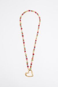 Collar piedras multicolor coraz&oacute;n dorado