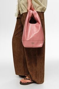 Medium pink leather Paper bag