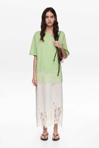 Camiseta larga encaje verde manzana