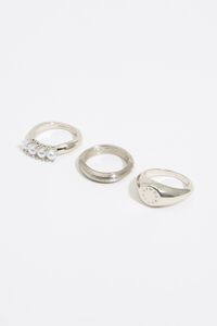 Set de 3 anillos perlas plateado