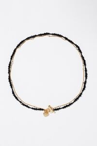 Gold-tone double-layer heart logo chain and crystals necklace