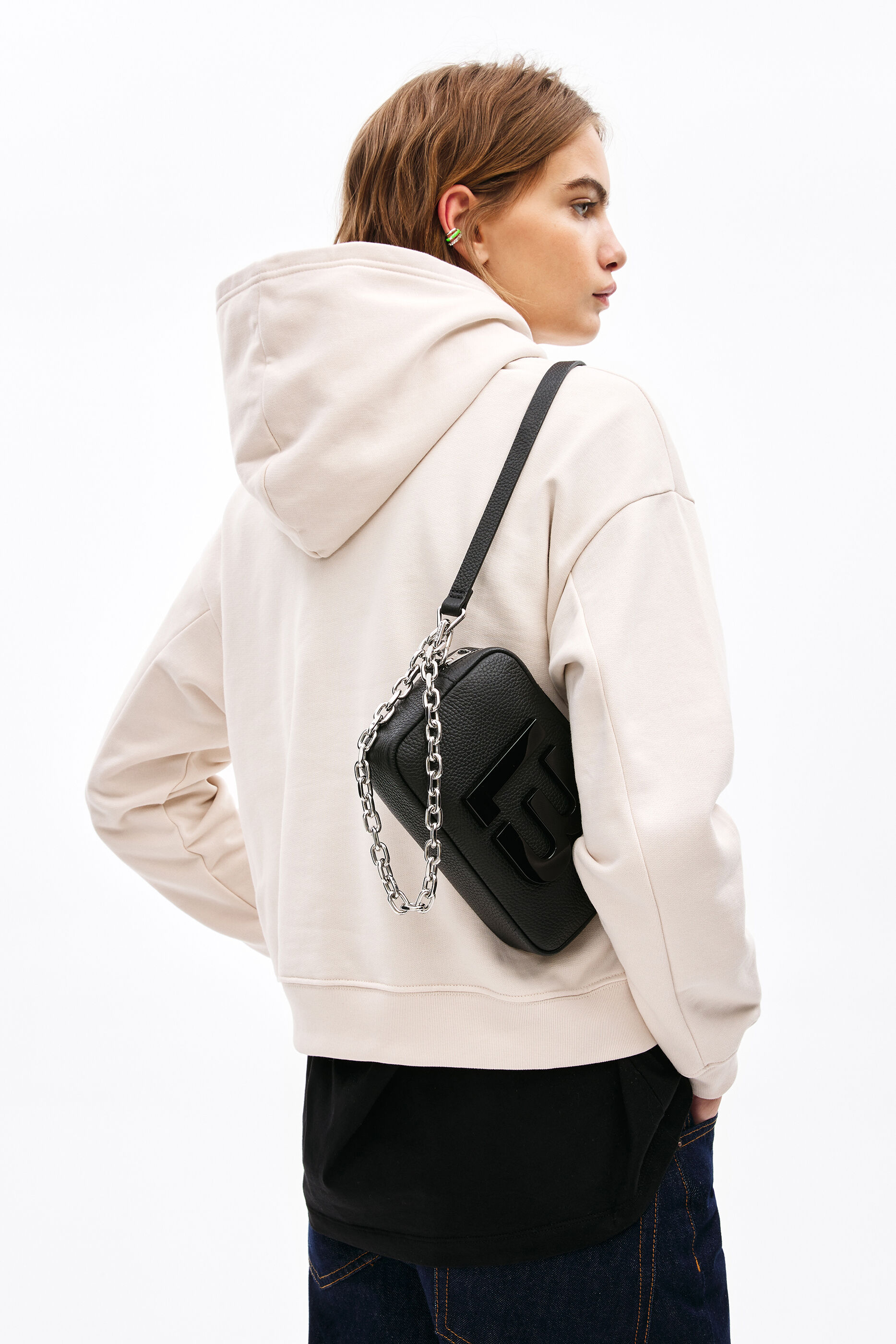 Bolso bandolera S piel negro