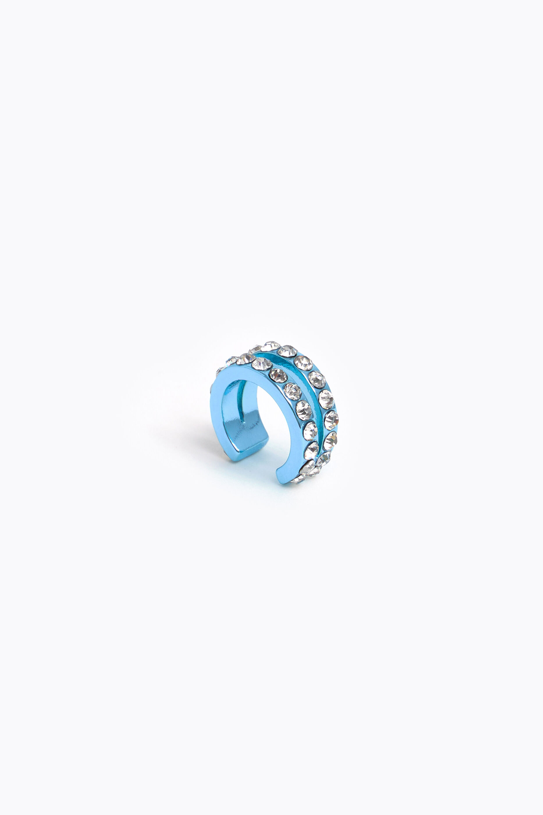 Pendiente ear cuff cristales azul