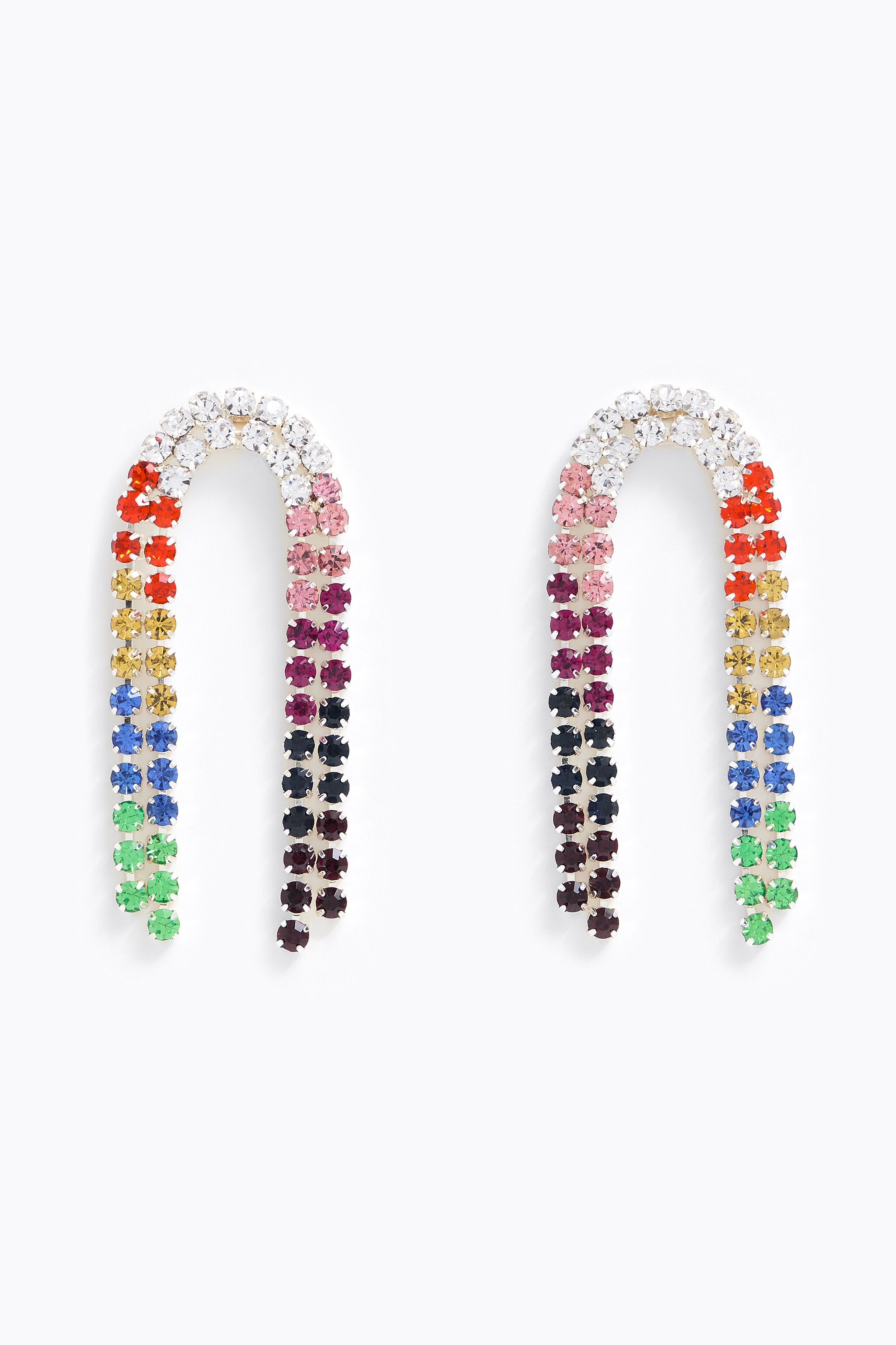 Pendientes largos tira cristales multicolores