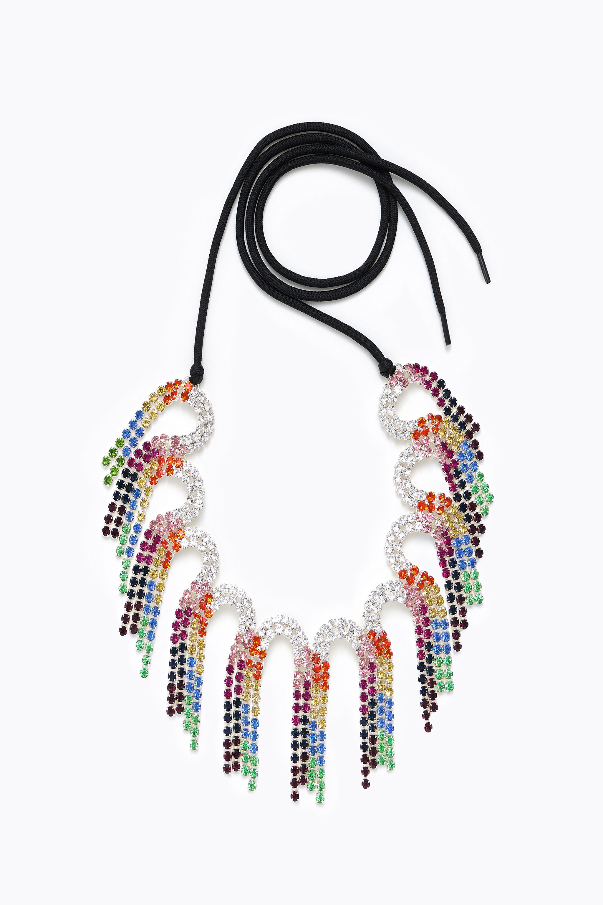 Collar cordón cristales multicolores