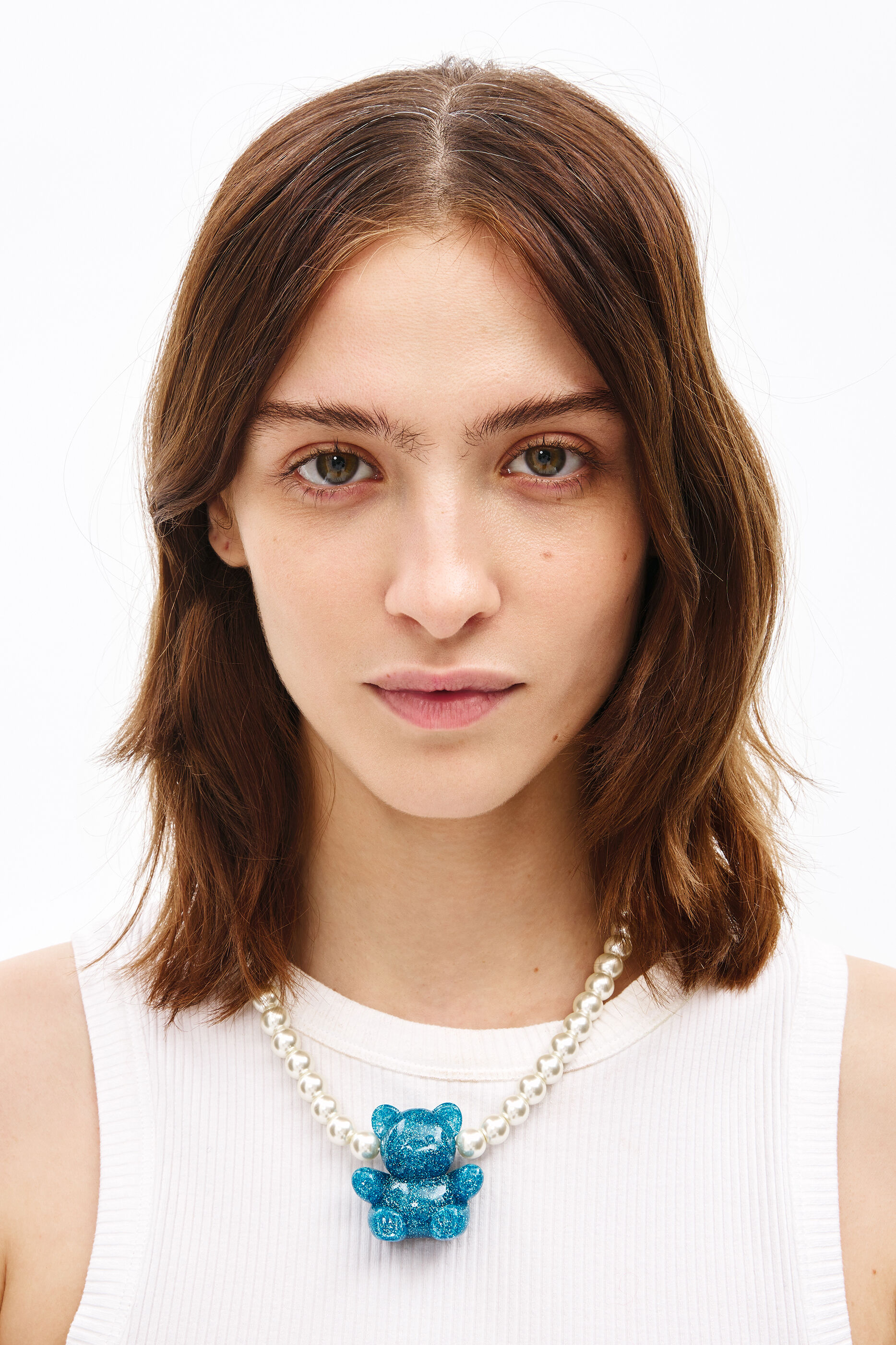 Collar corto perlas oso