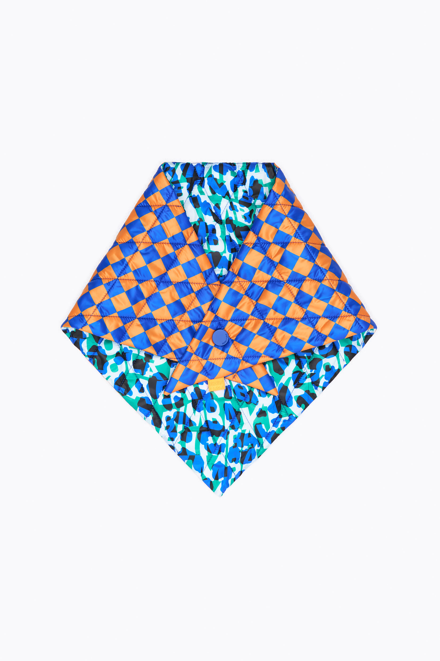 Chal reversible cuadros dameros azul