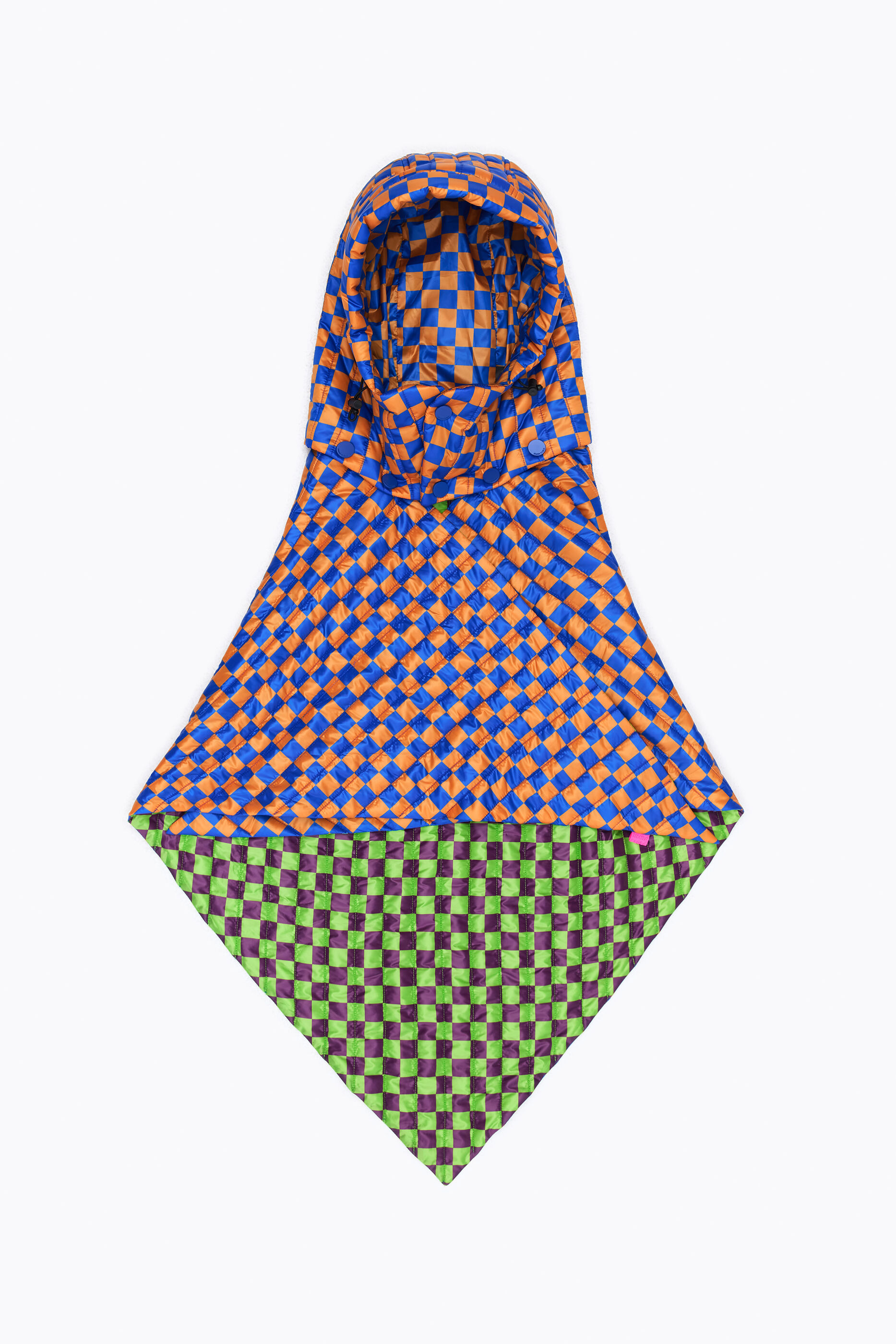 Chal reversible capucha cuadros dameros