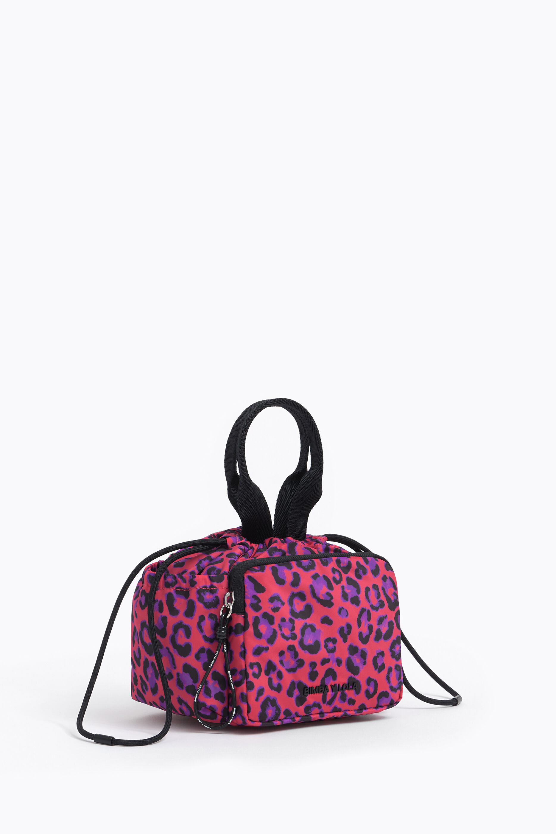 Neceser minibolso frunce Animal-Print rojo