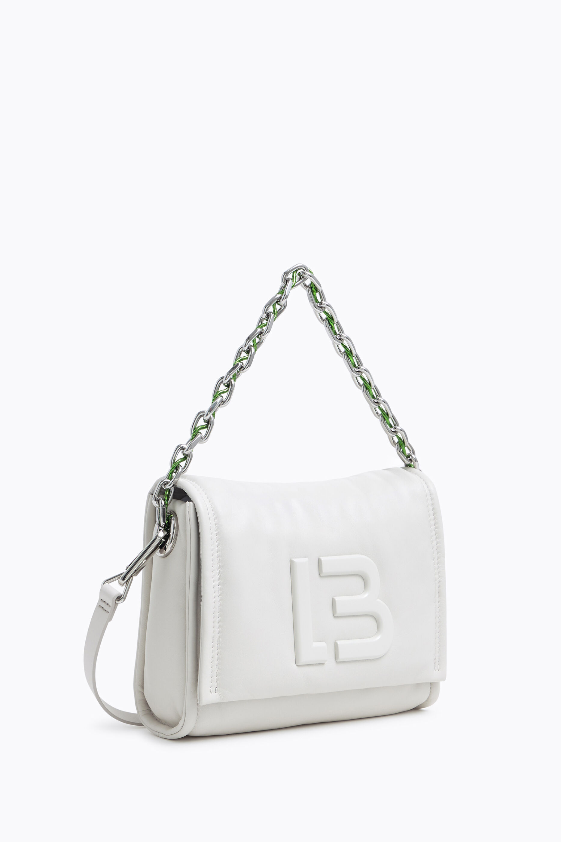 Bolso bandolera M piel acolchada blanco