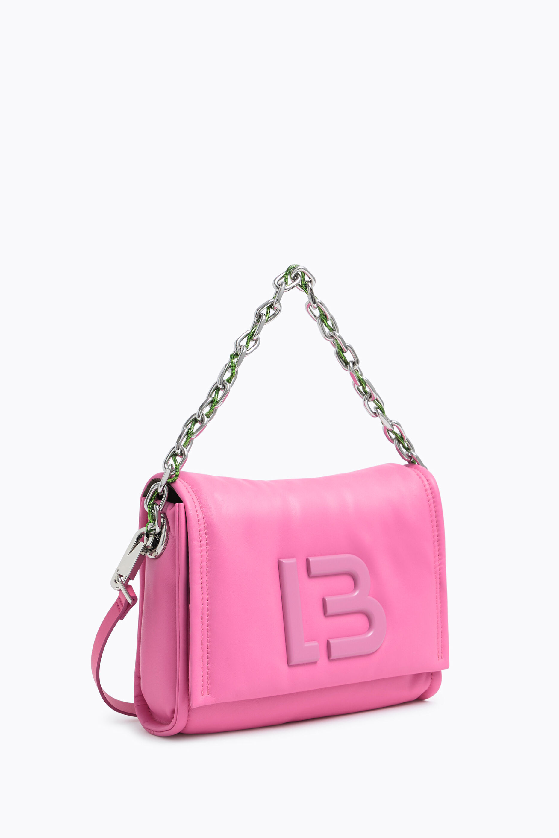 Bolso bandolera M piel acolchada rosa