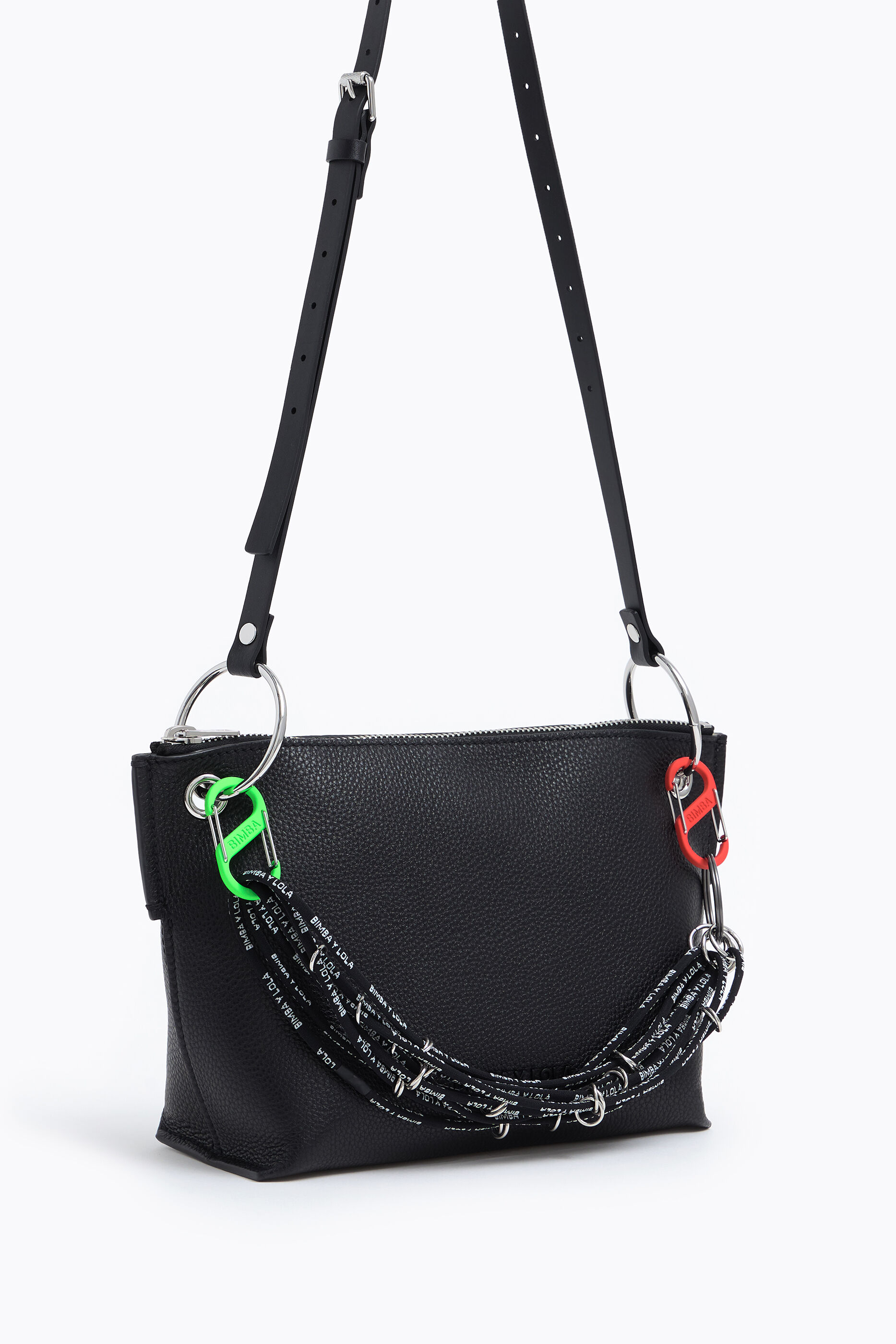 Bolso bandolera trapecio M piel negro