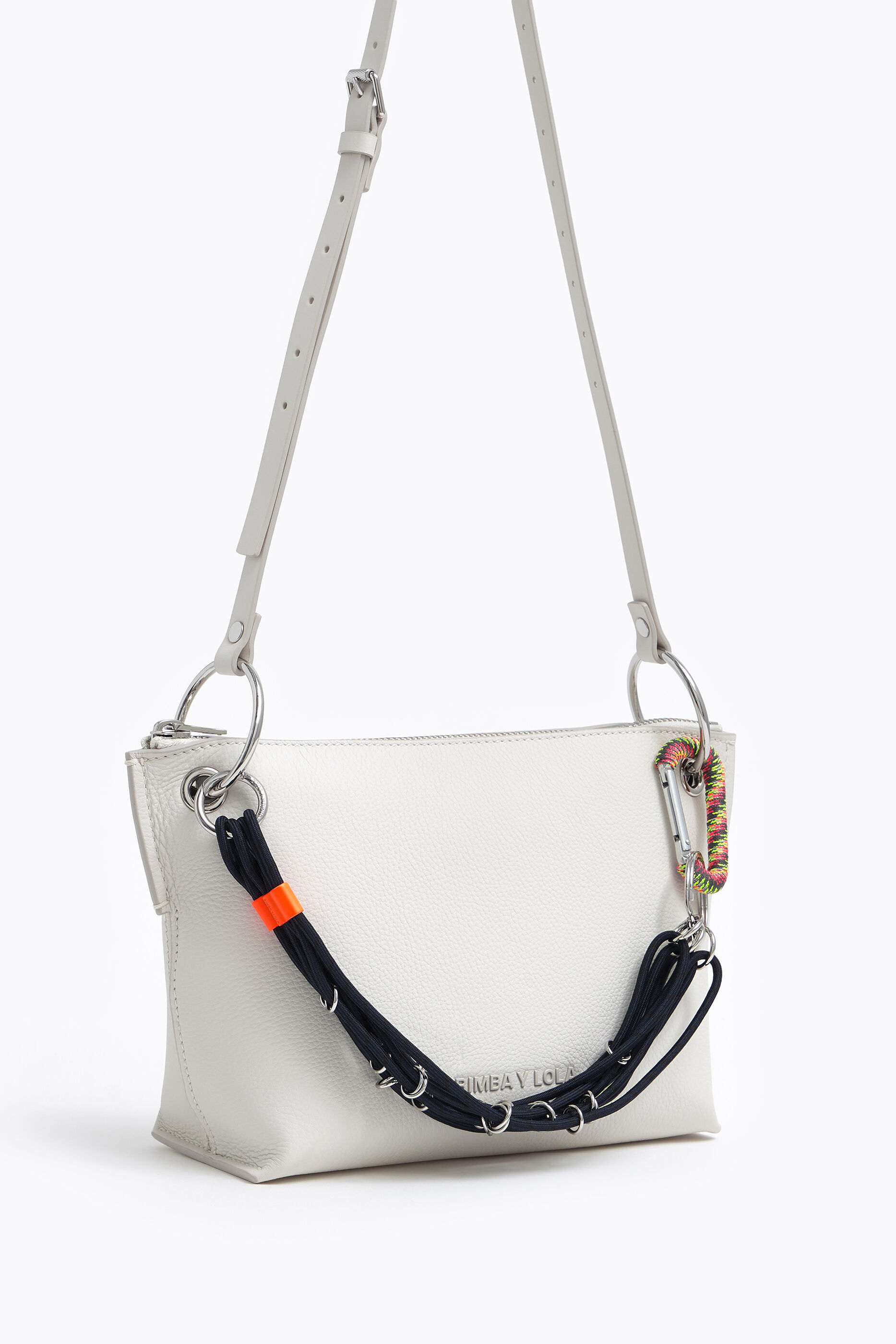 Bolso bandolera trapecio M piel blanco