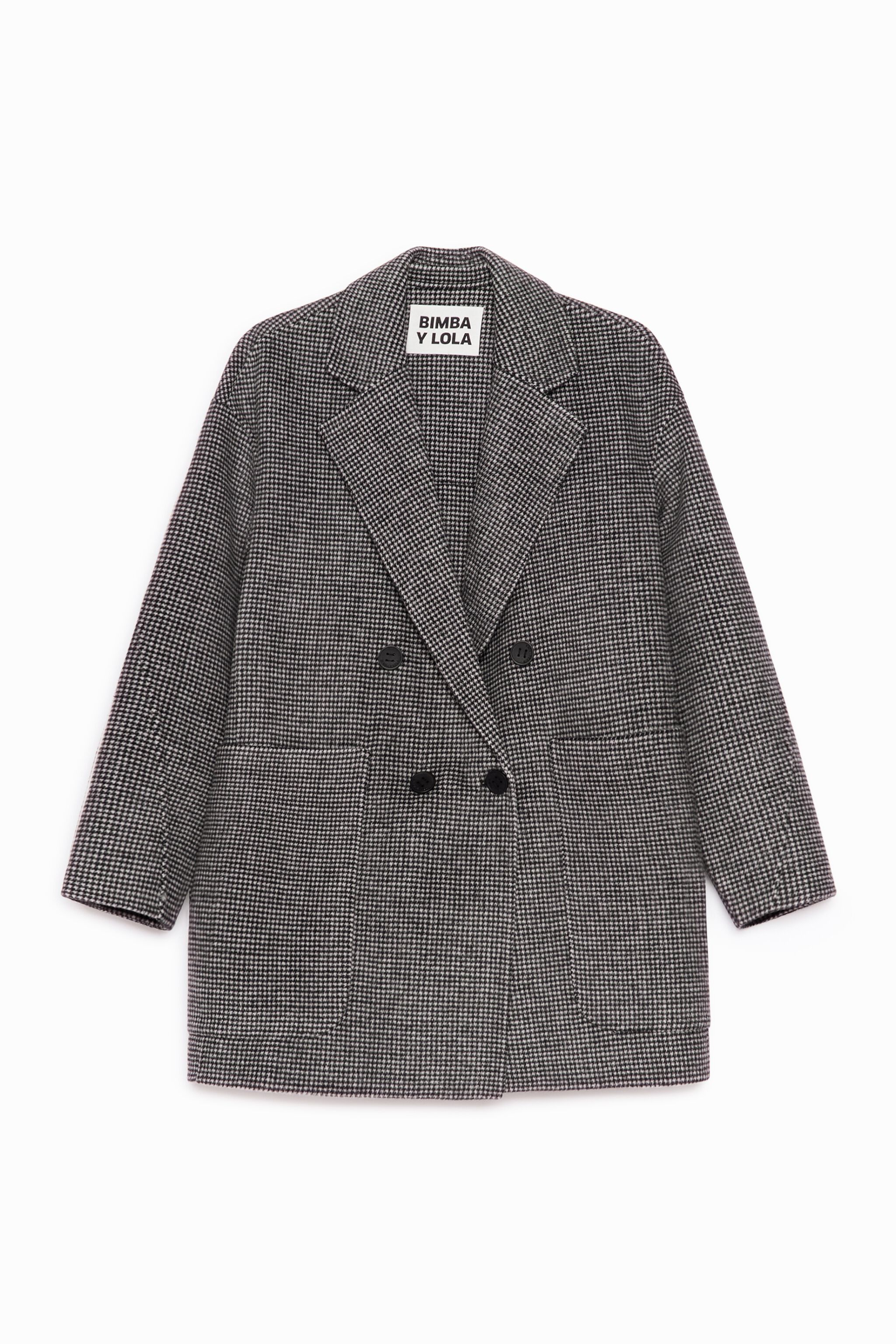 Double-sided houndstooth coat