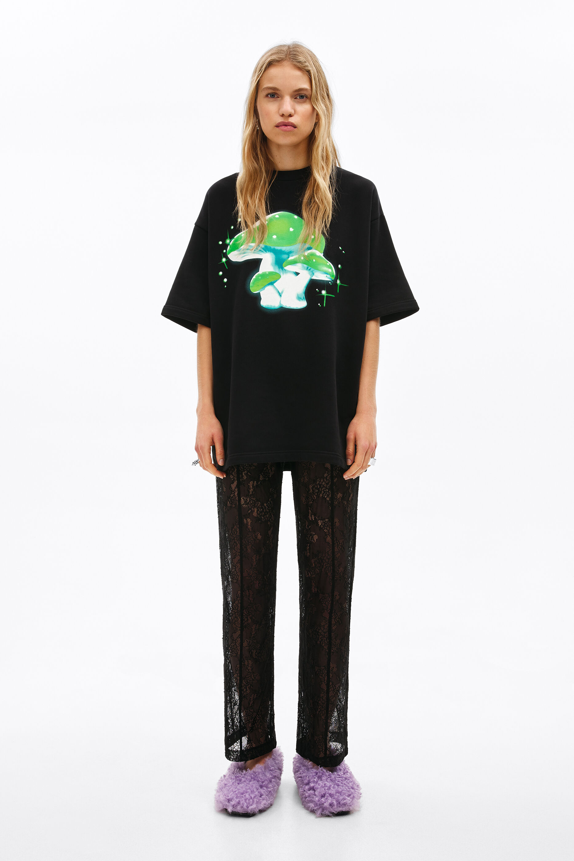 Pantal&oacute;n tejido encaje negro