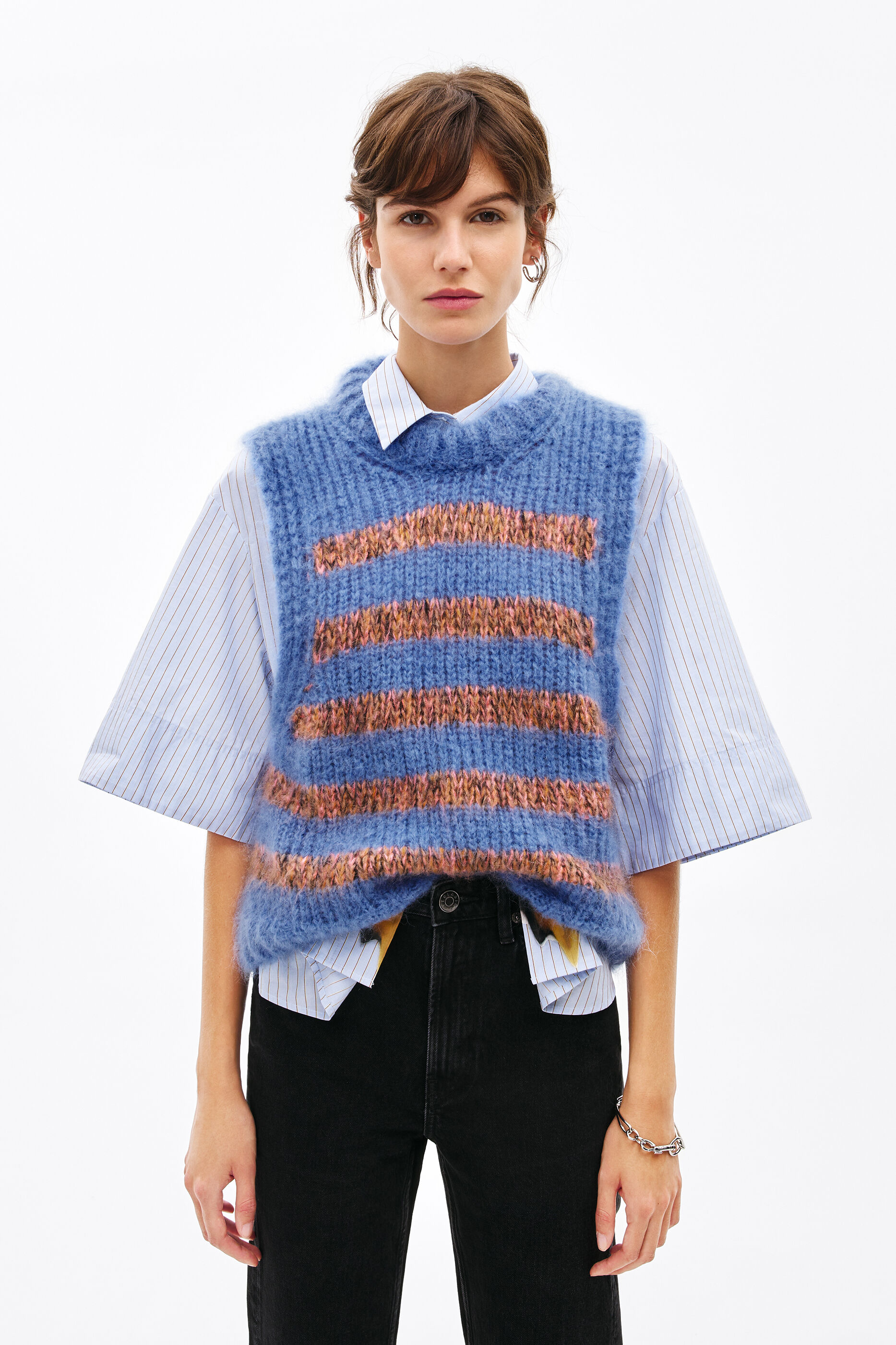 Chaleco punto rayas azul