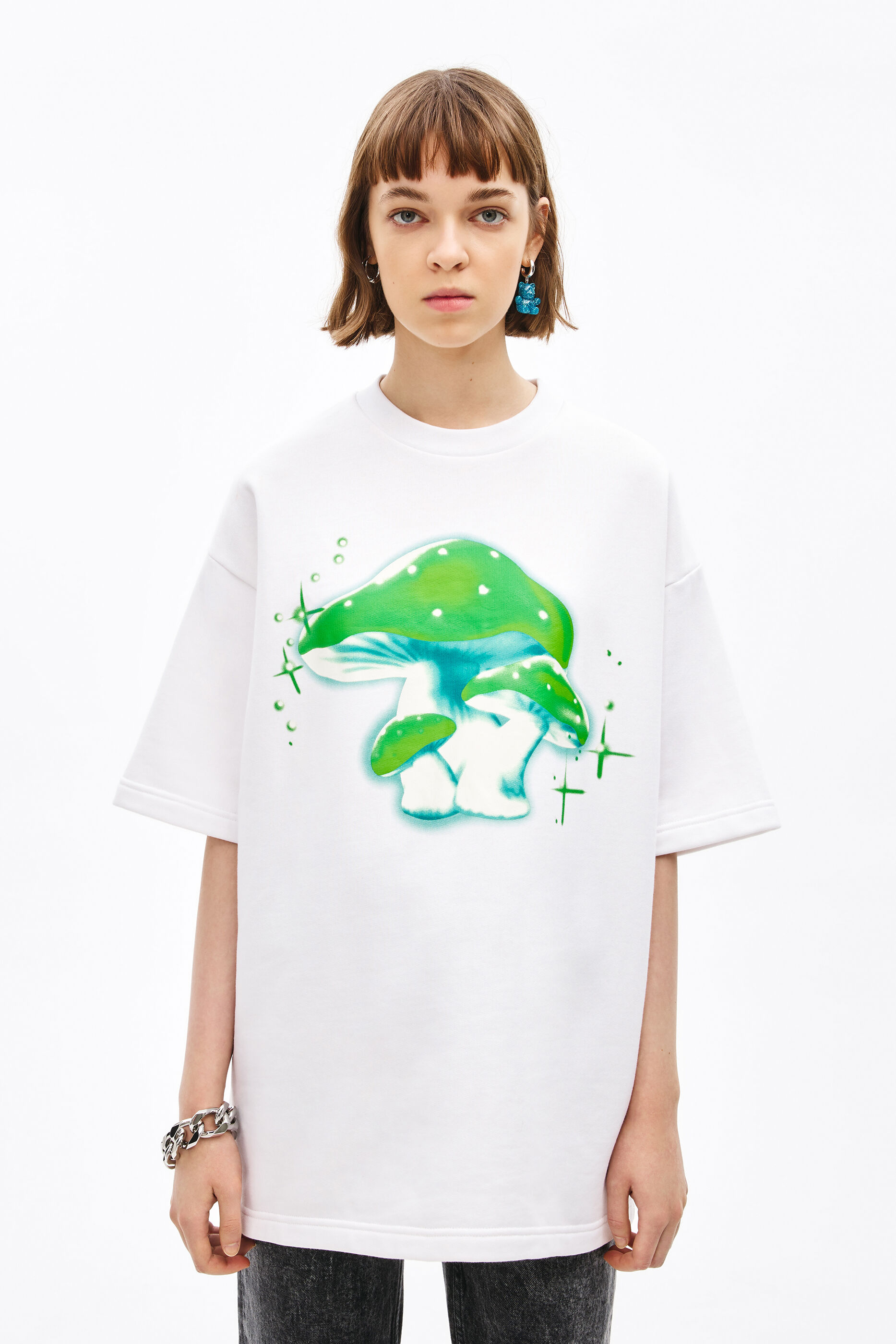 Sudadera manga corta seta blanca