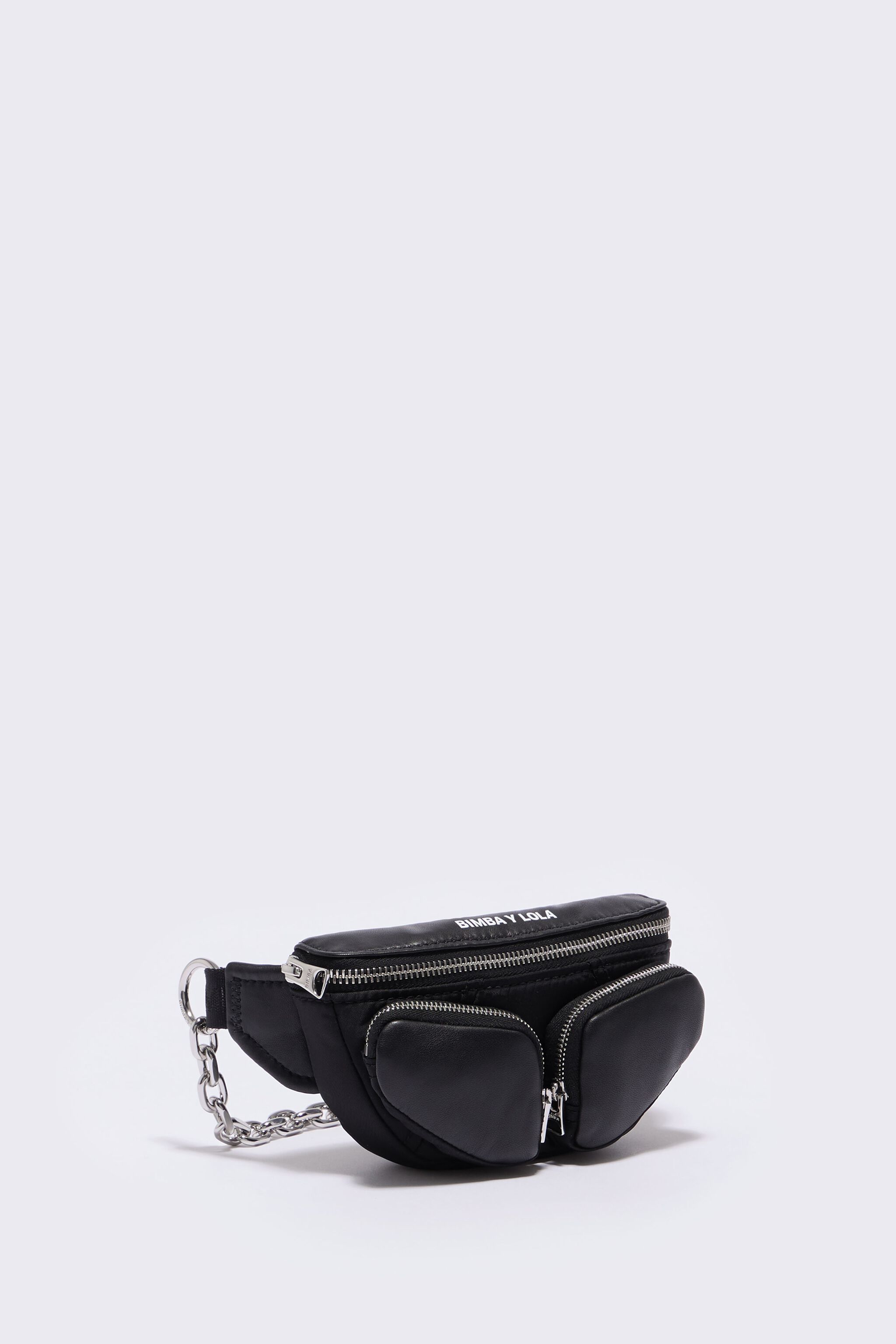 XS black leather bumbag