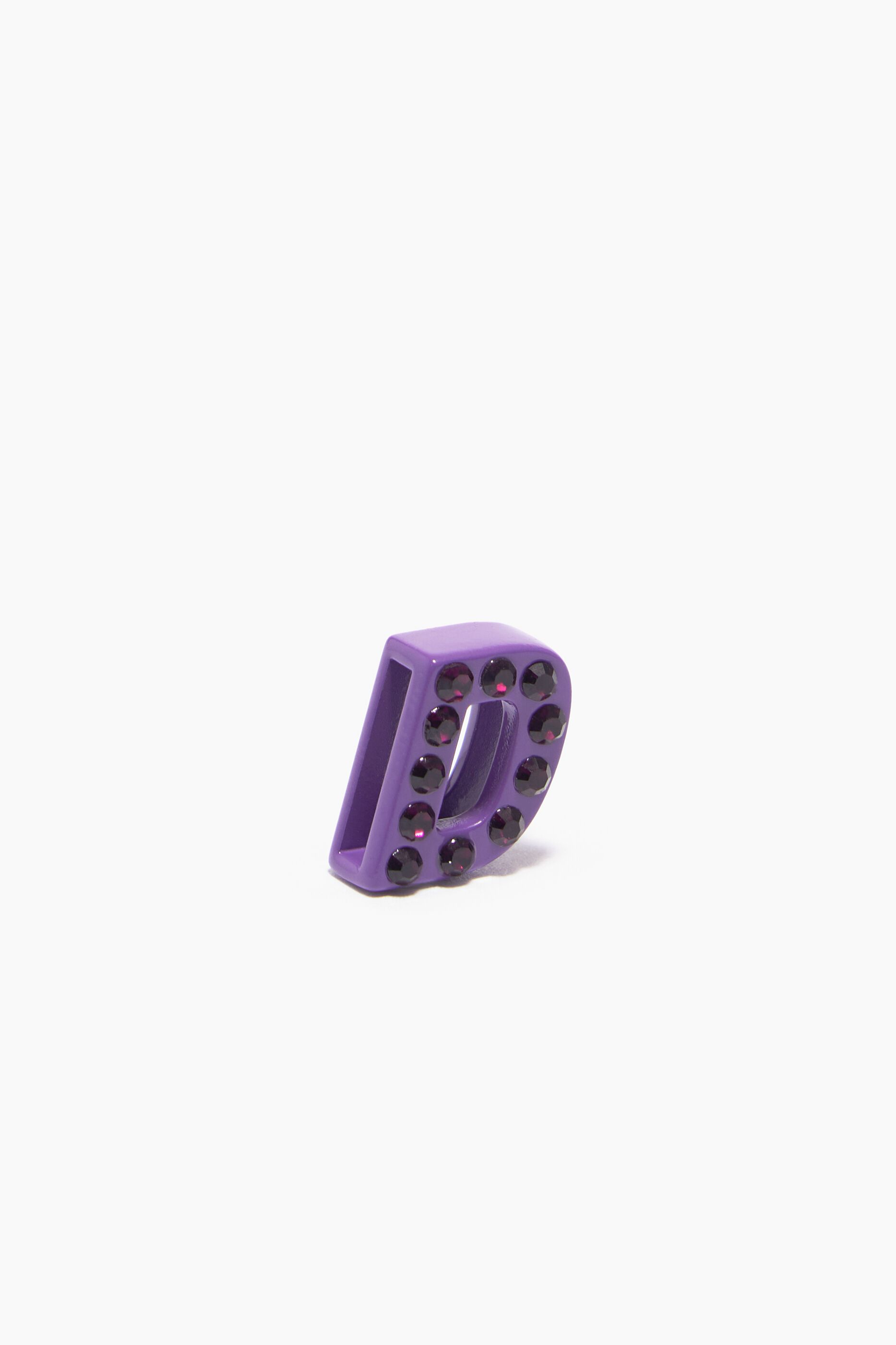 Violet letter D metal charm
