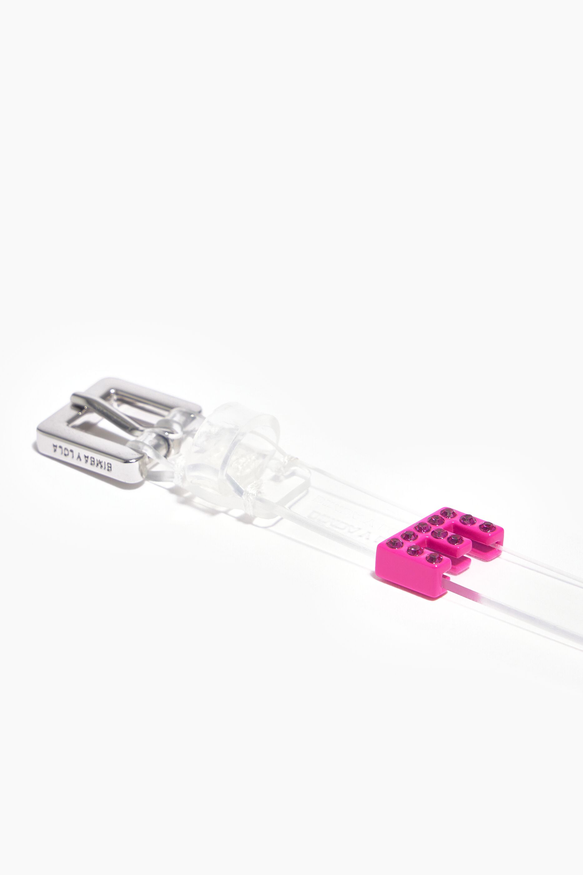 Neon pink letter E metal charm