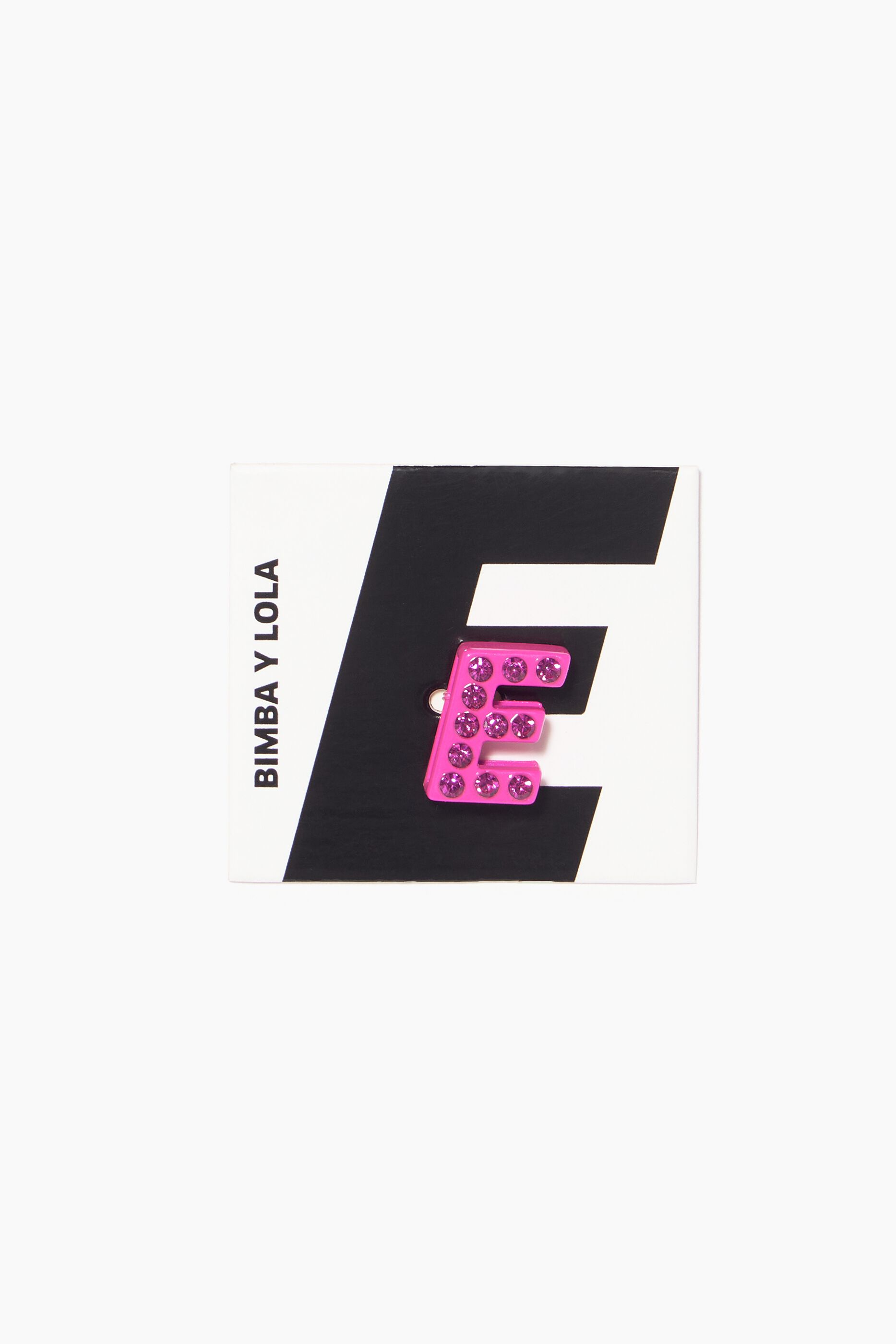 Neon pink letter E metal charm