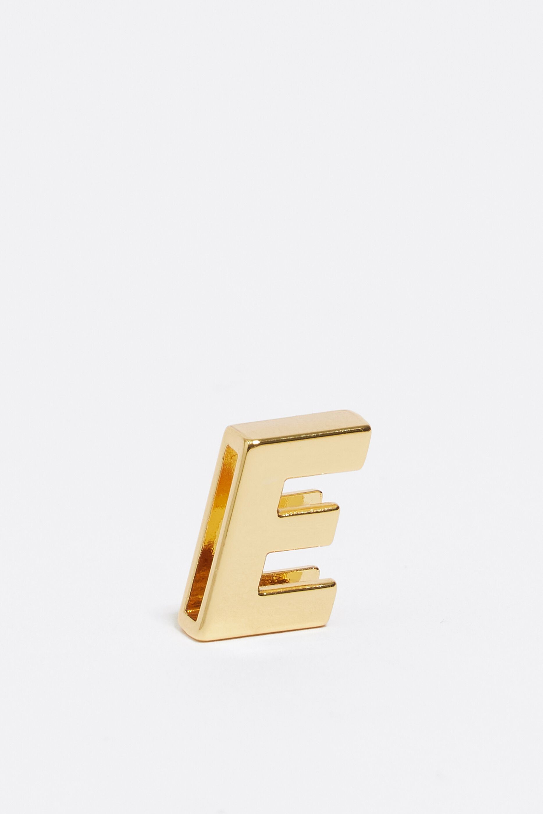 Letter E charm golden metal