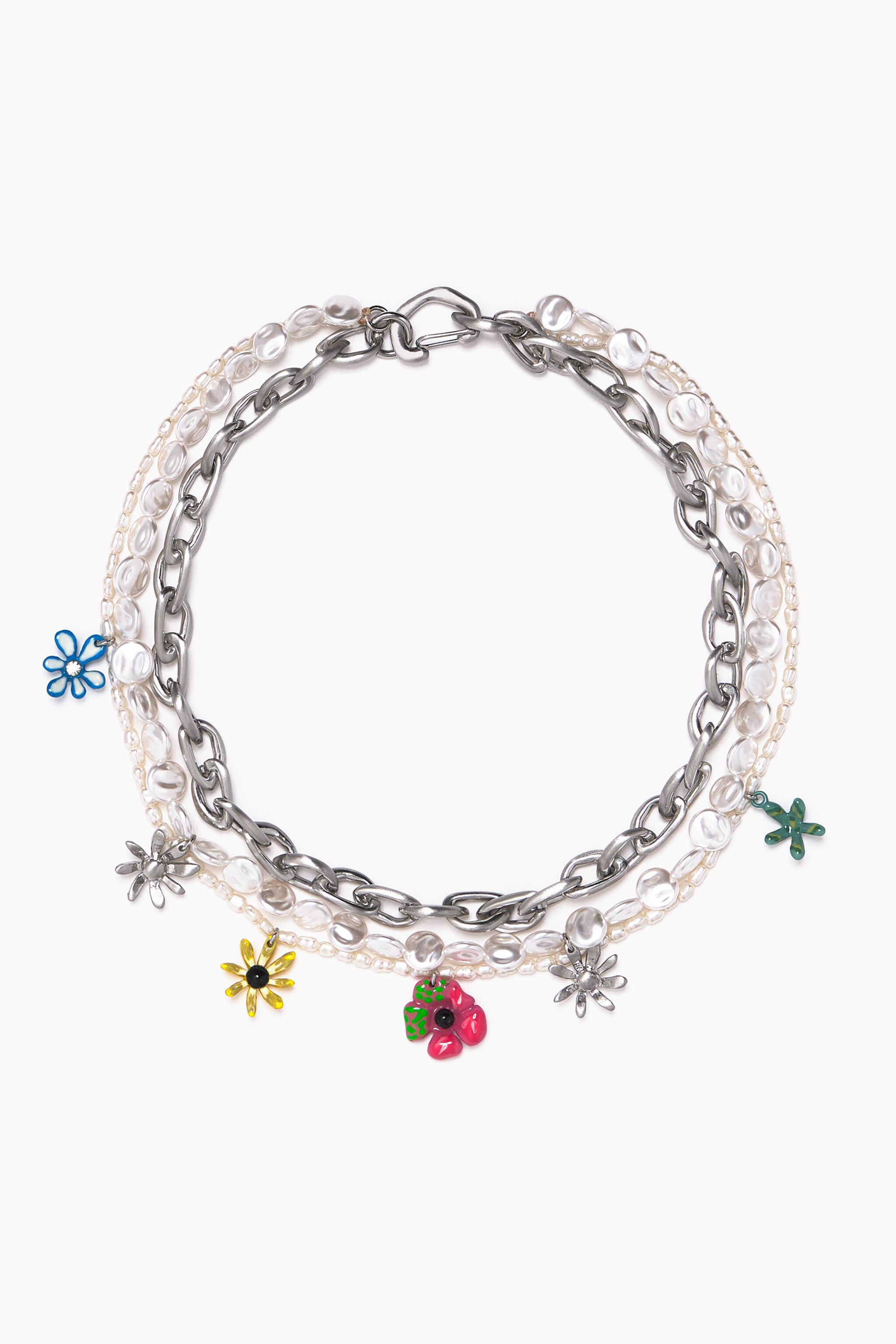 Multicolor pendants strand necklace