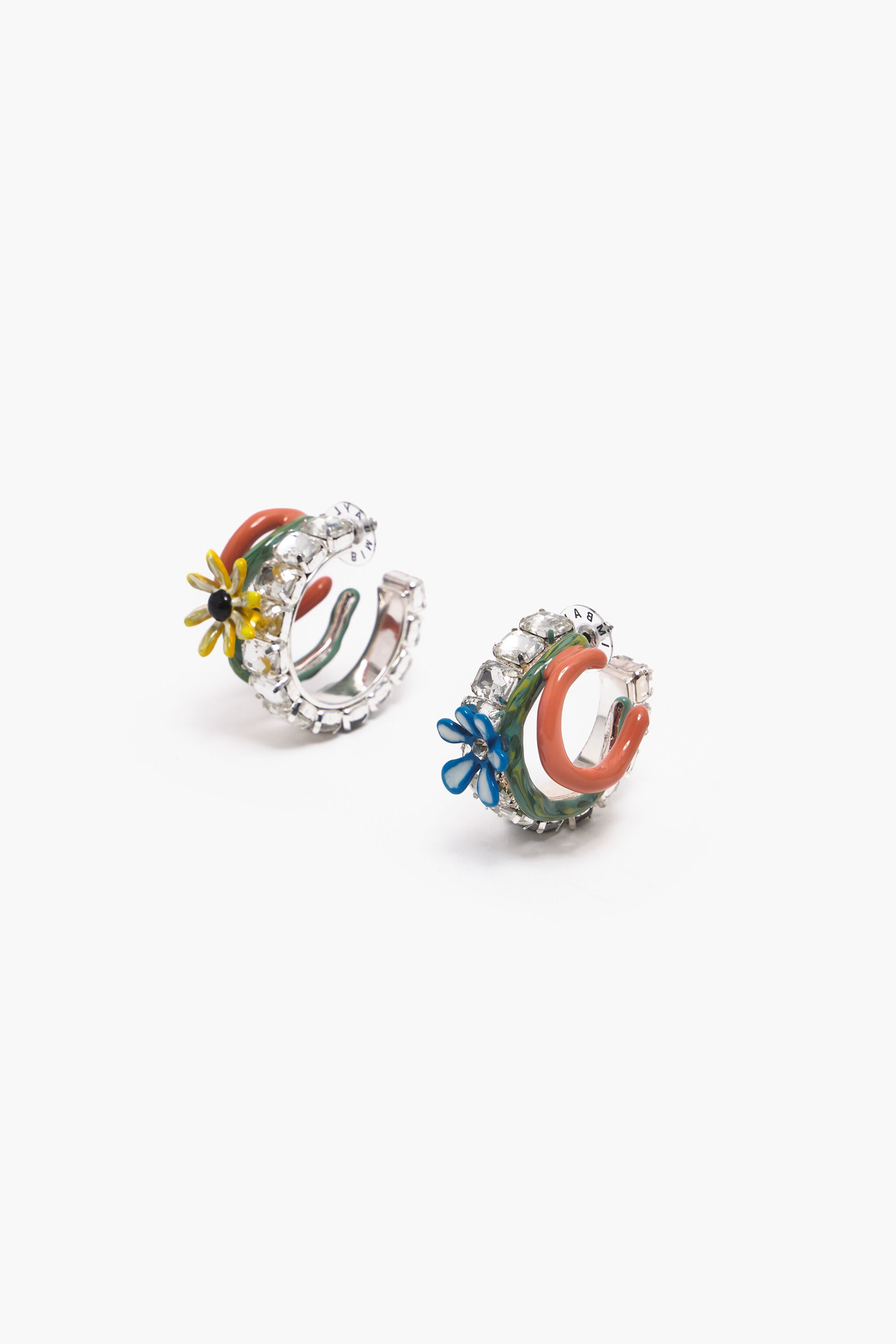 Multicolor flowers maxi hoop earrings
