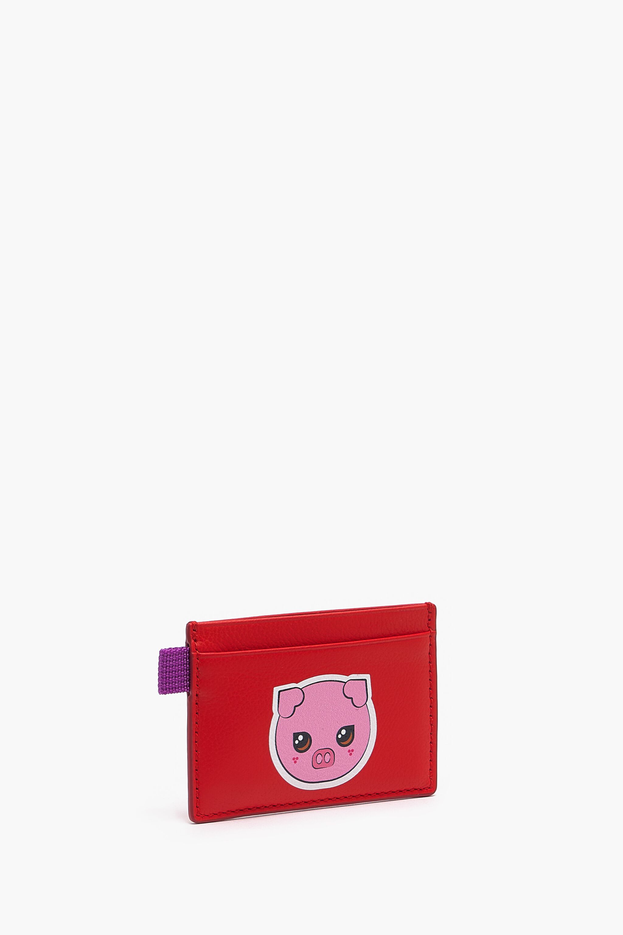 Red leather card holder