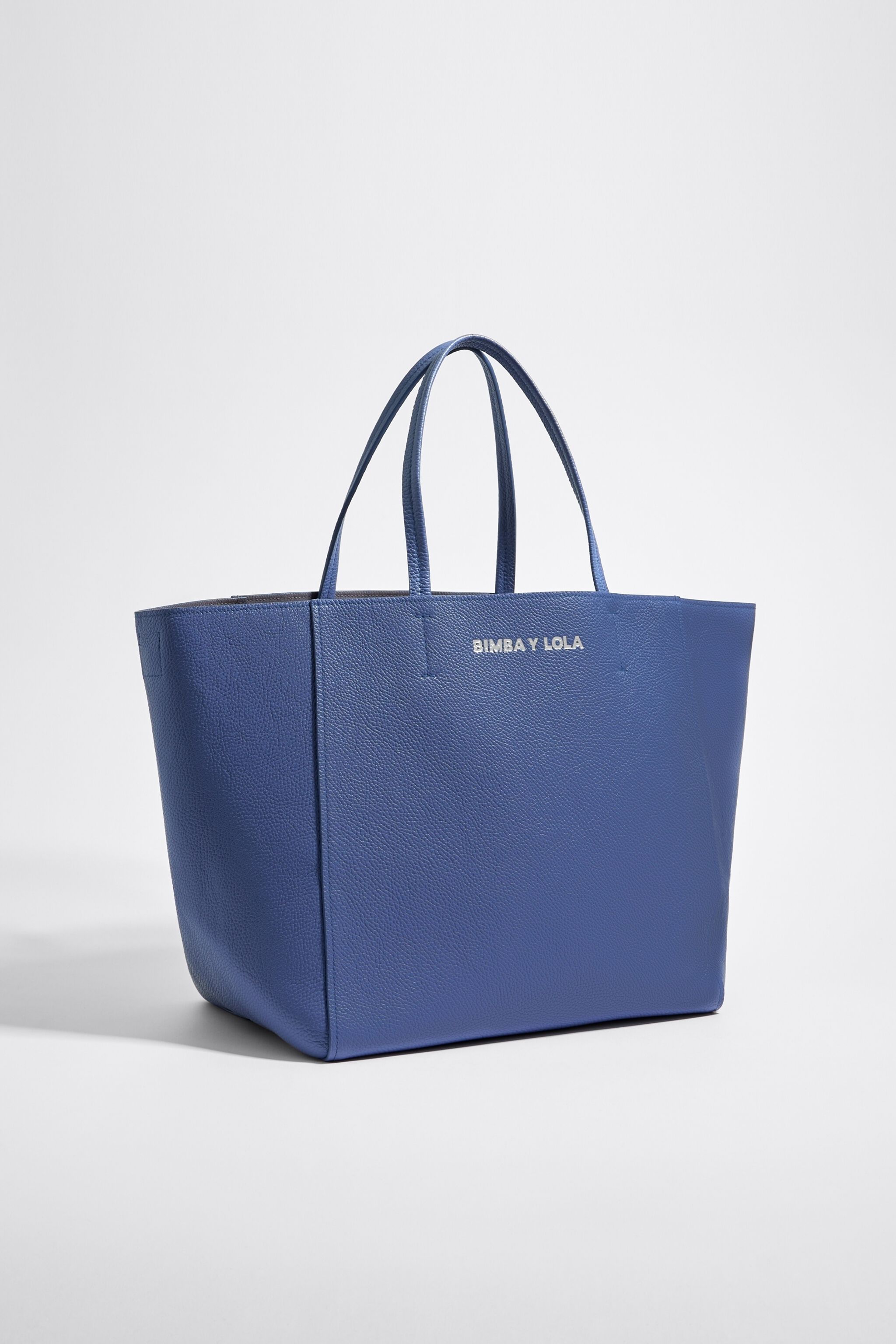 Large lilac leather shopper bag