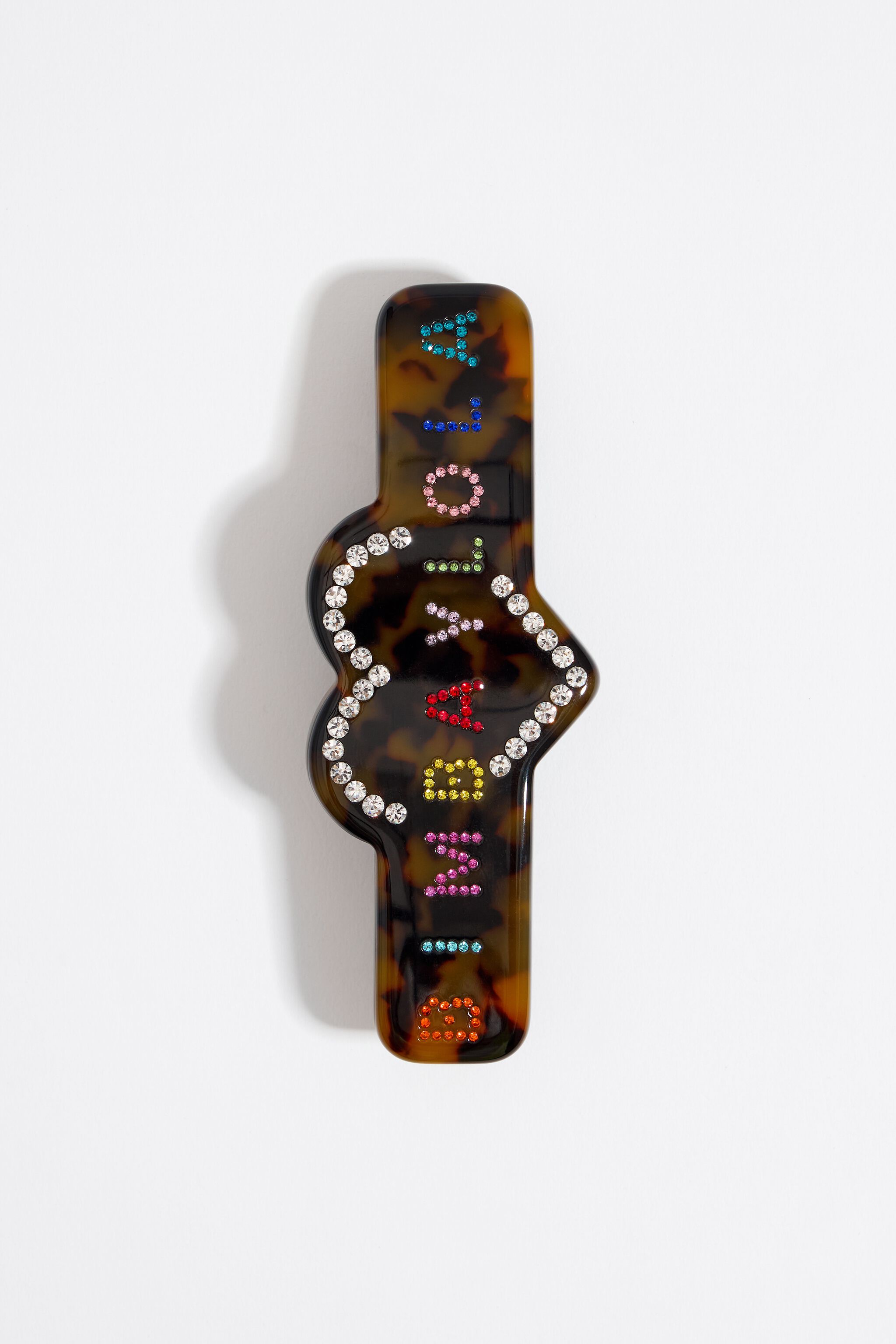 Brown resin logo hair clip