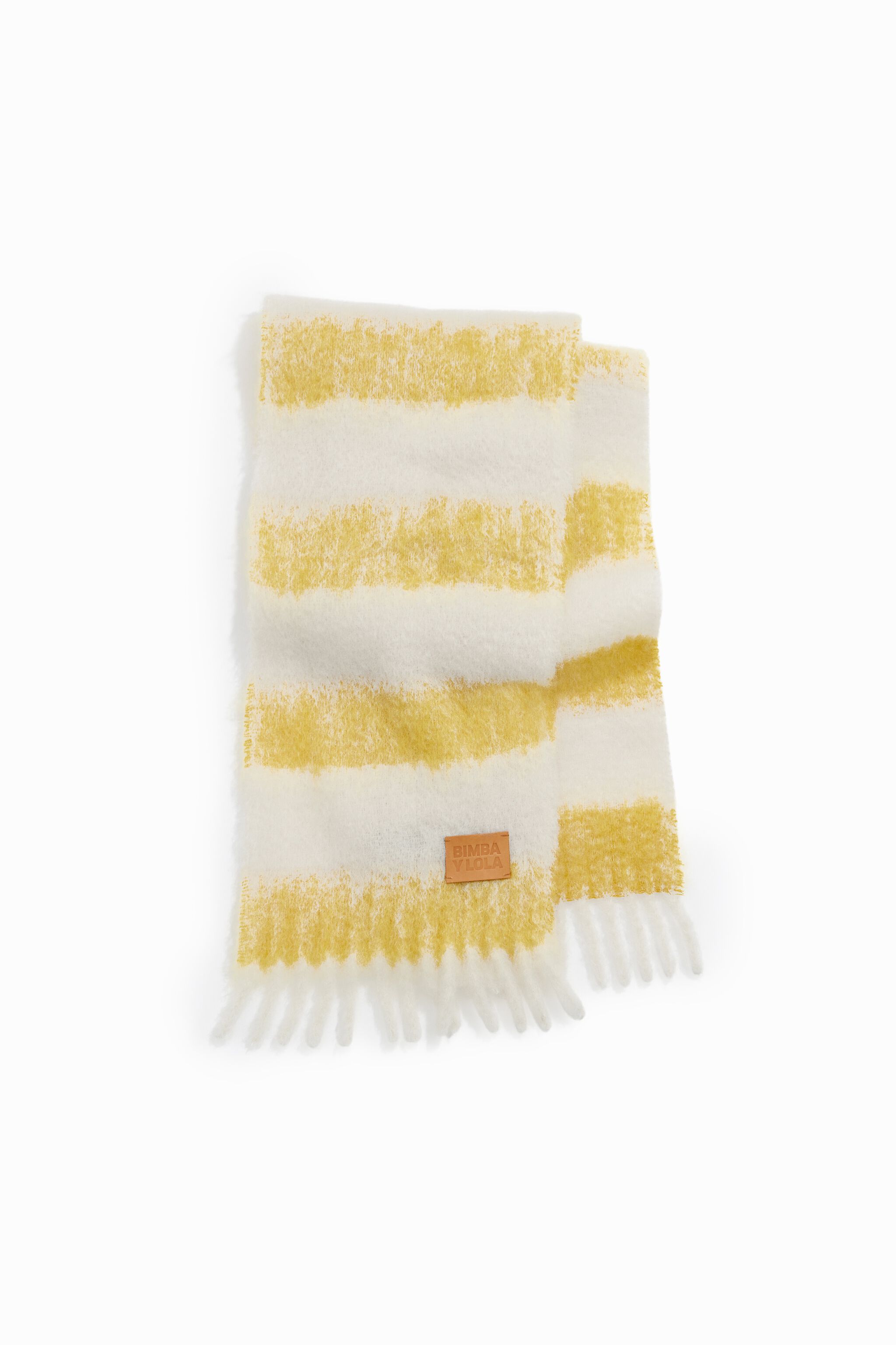 Yellow striped mohair scarf