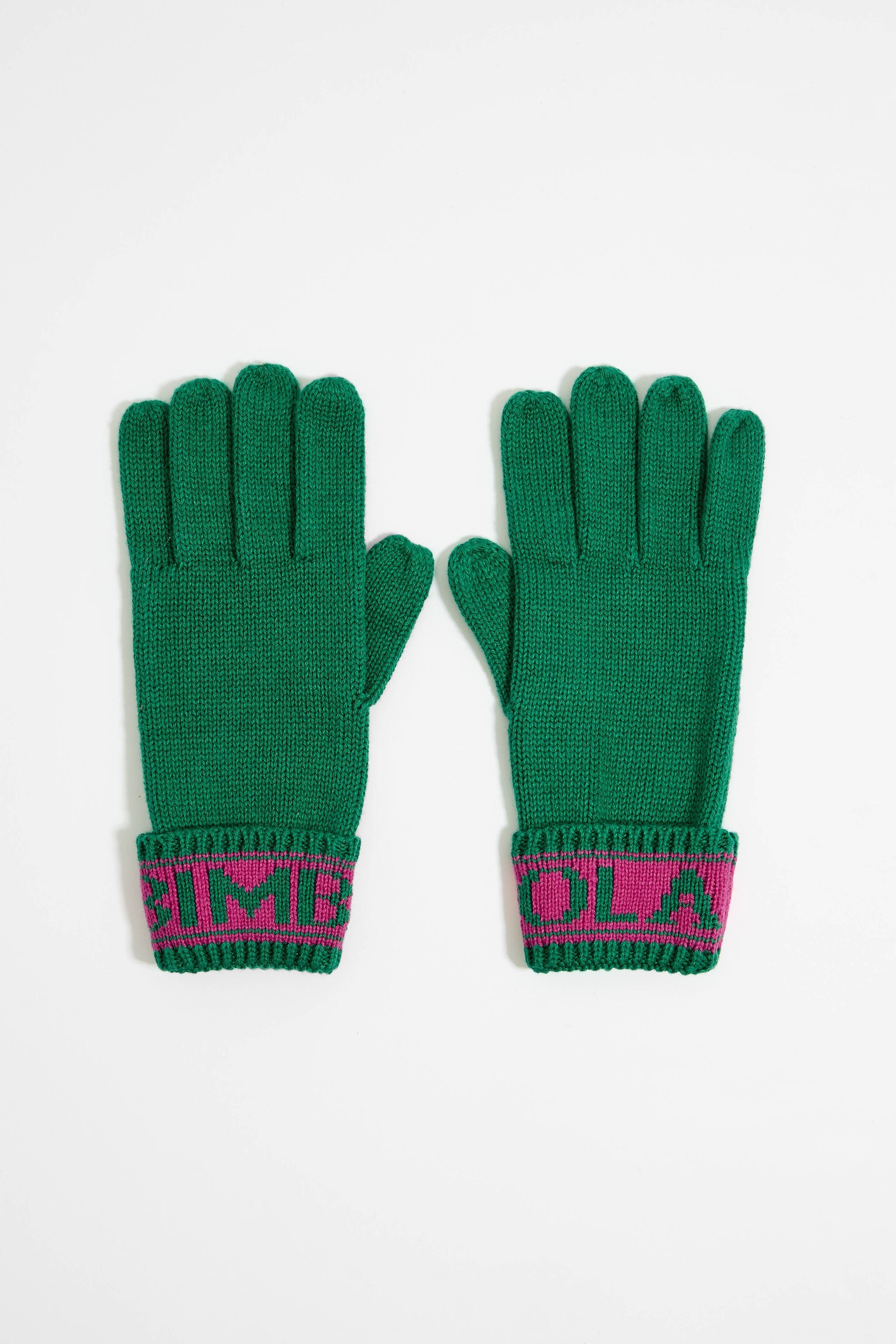 Green knit gloves