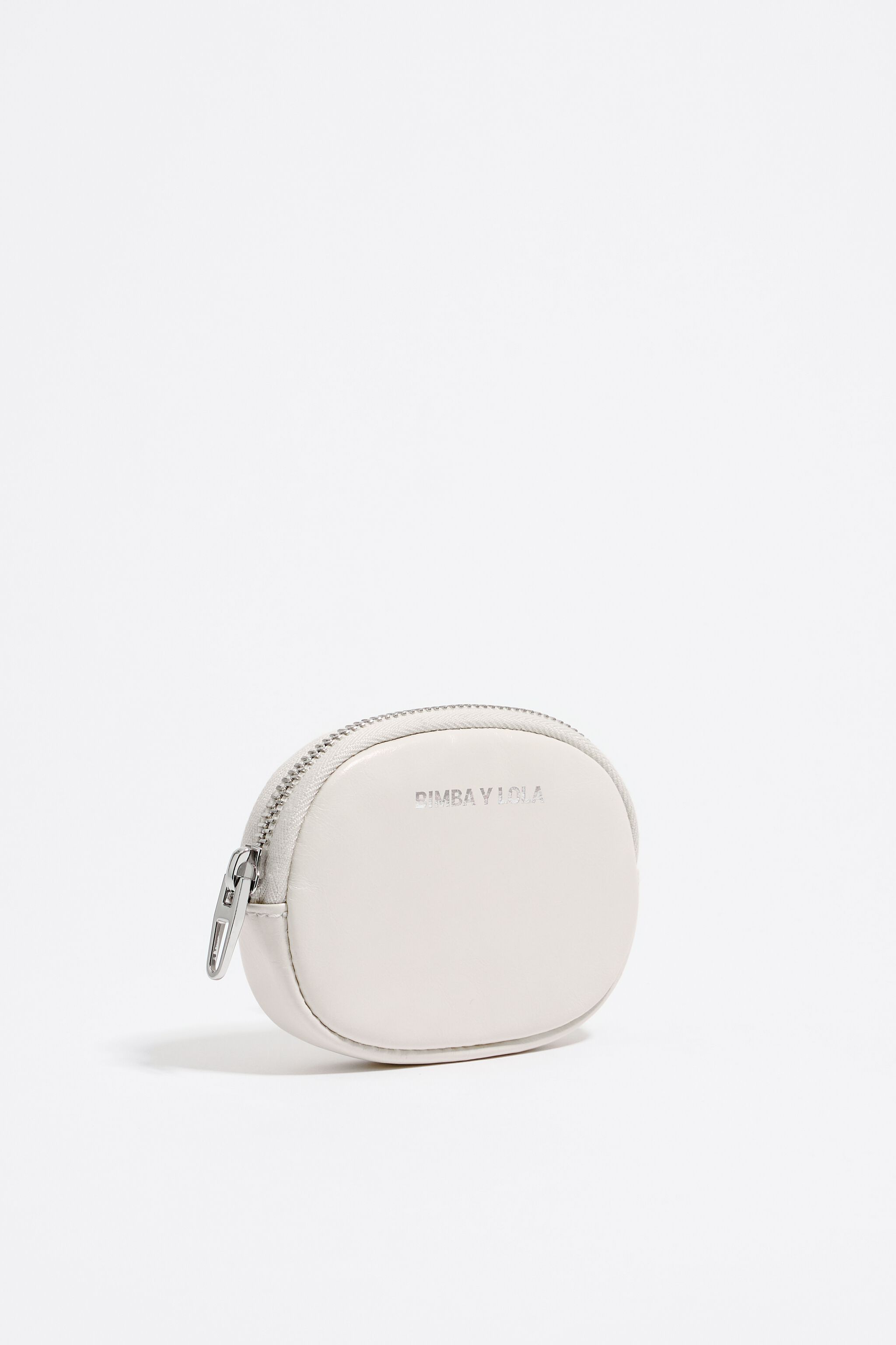Ivory leather oval coin purse