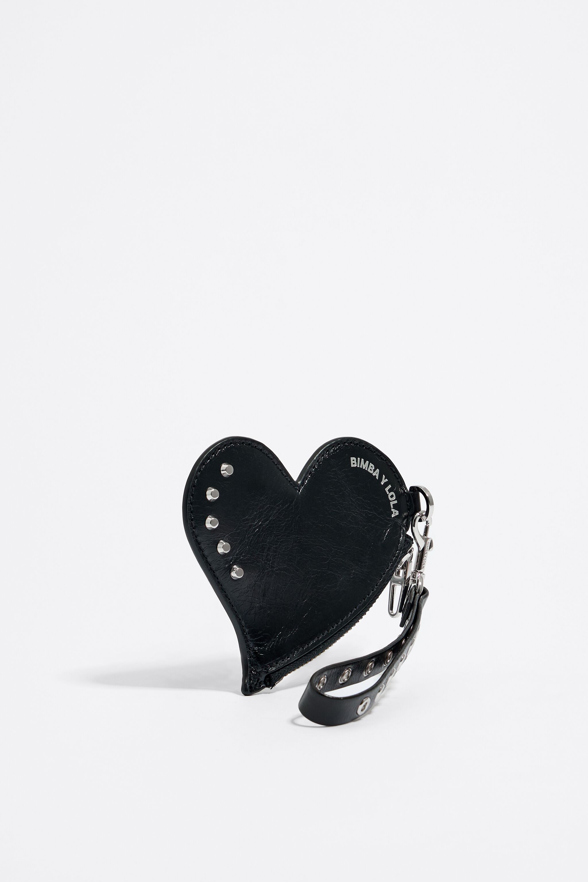 Black leather heart coin purse