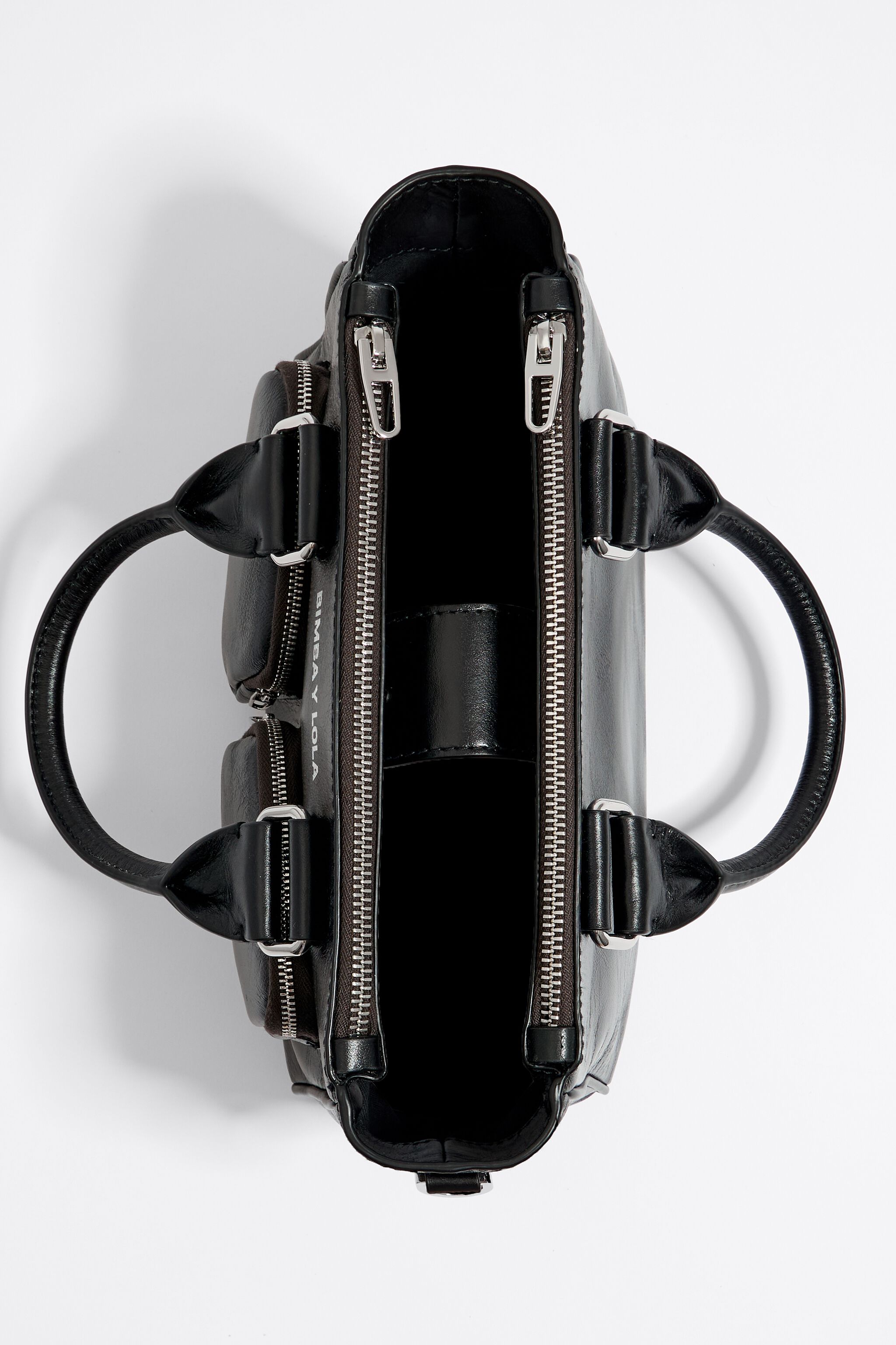 Medium black leather Pocket tote bag