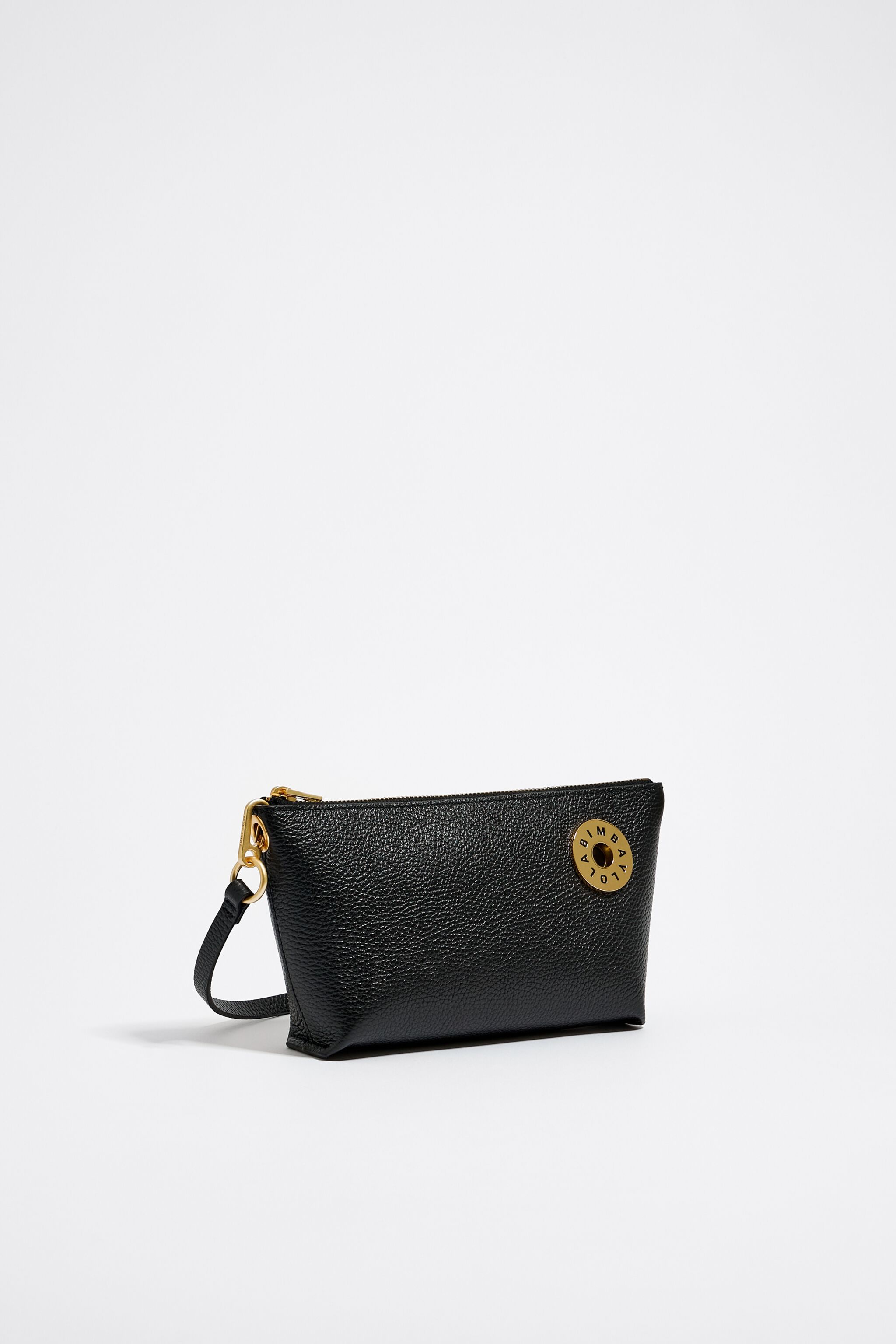 XS black leather trapezium crossbody bag