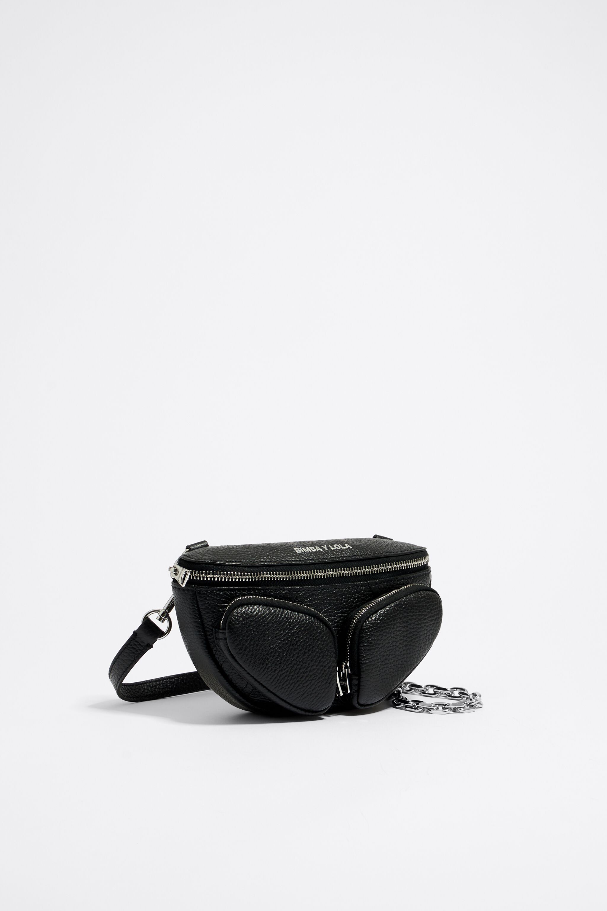Mini black leather Pocket bumbag