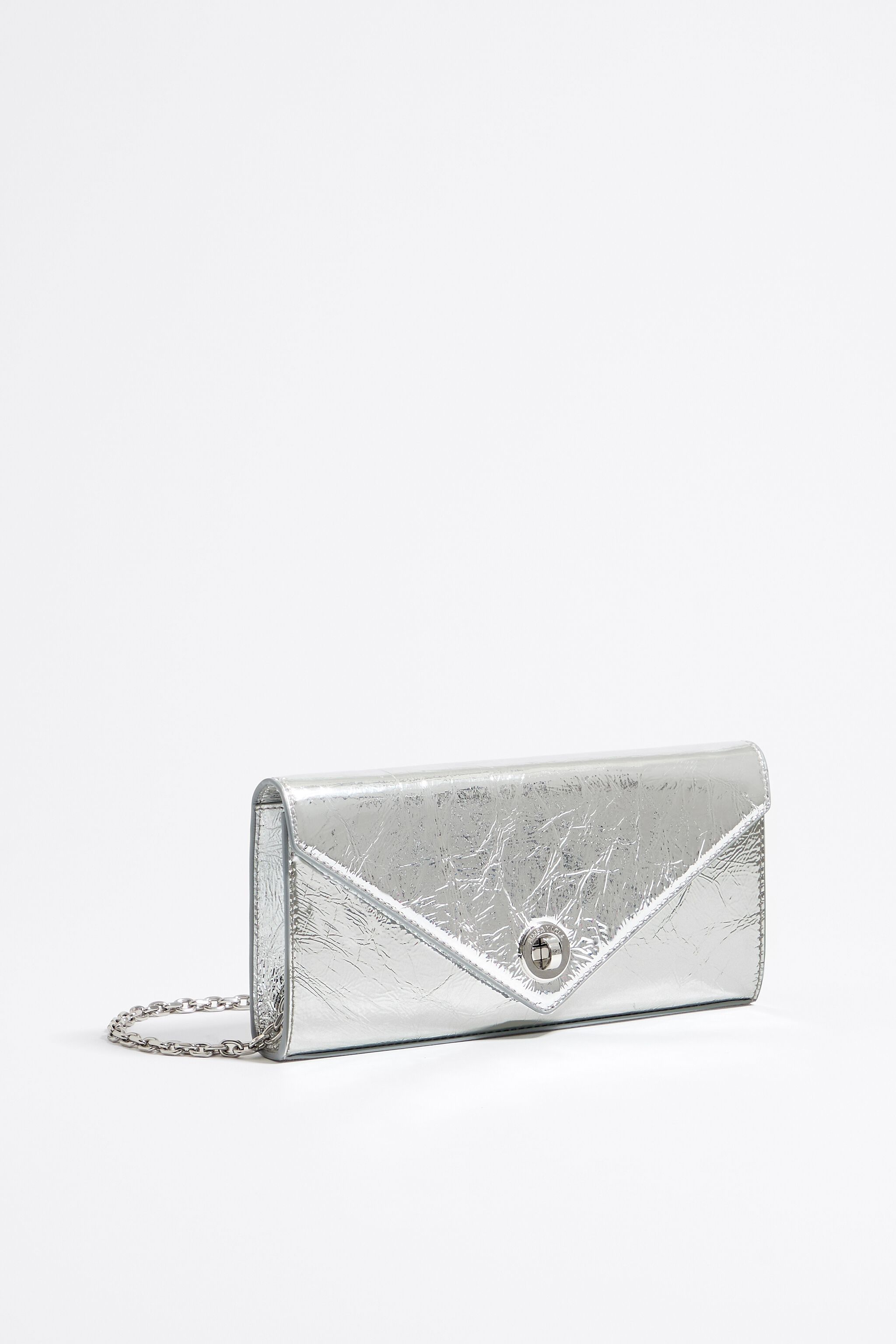 Silver leather flap mini bag