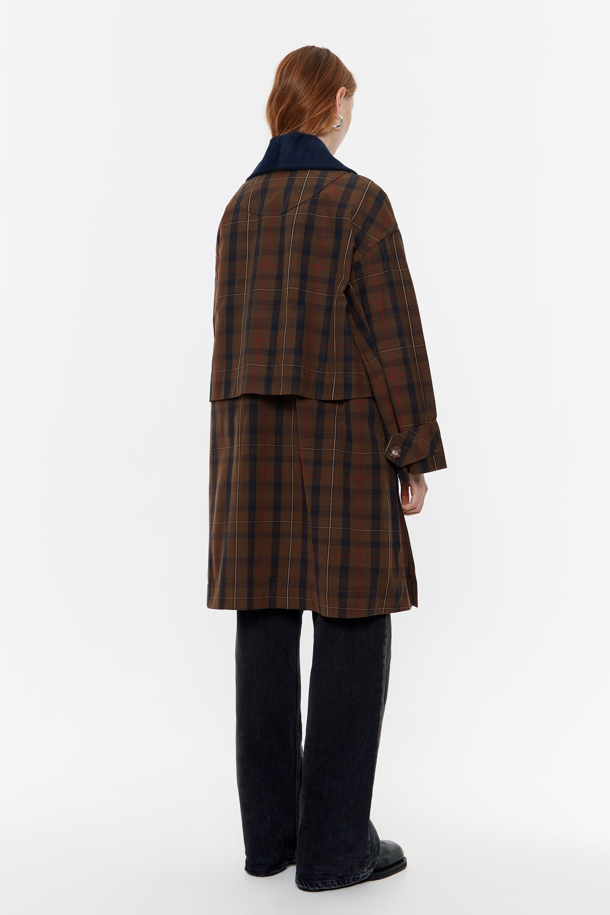 Brown checked trench