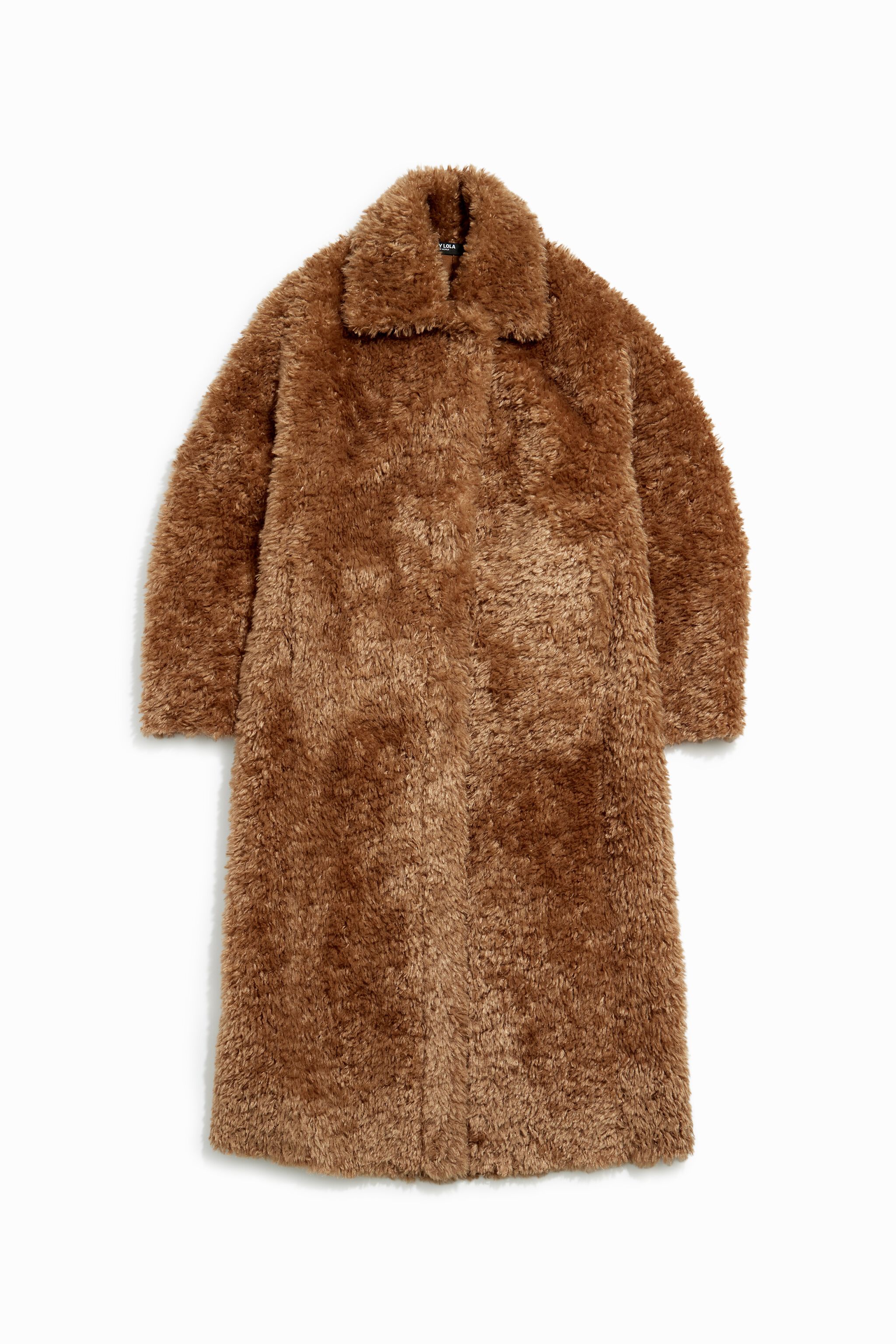 Long camel fur coat