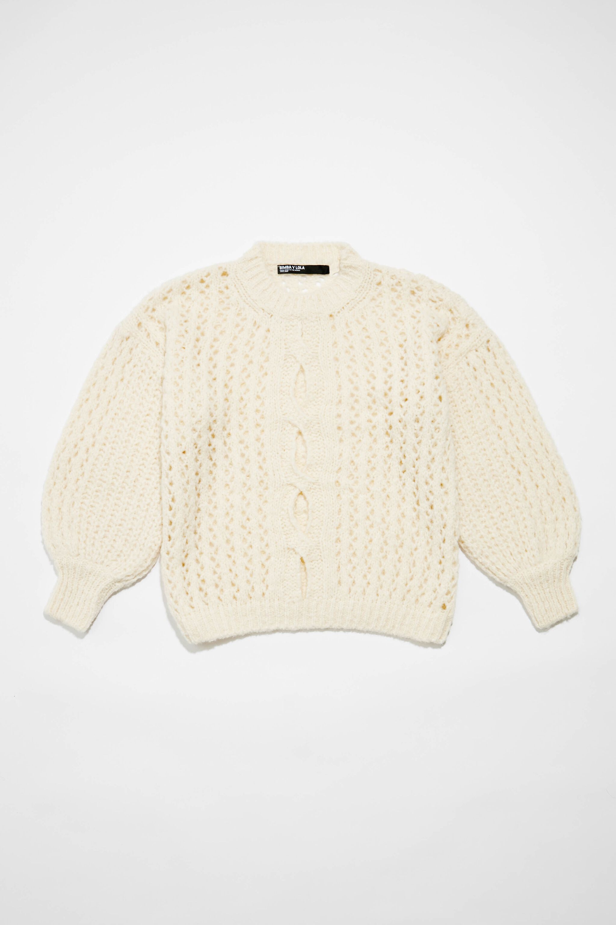 Ivory alpaca open-knit sweater